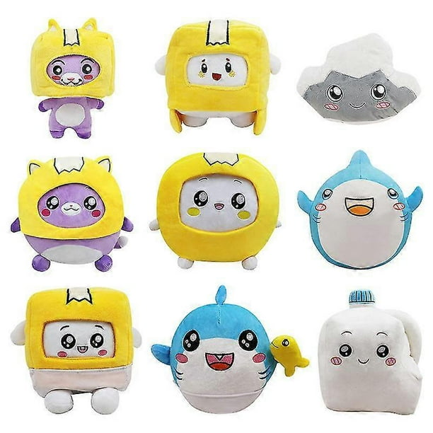 LANKYBOX Rocky Plush anime speelgoed, Foxy Boxy Rocky zachte knuffels verwijderbare schattige robotpop thuis woonkamer bank kantoor, mooi cadeau