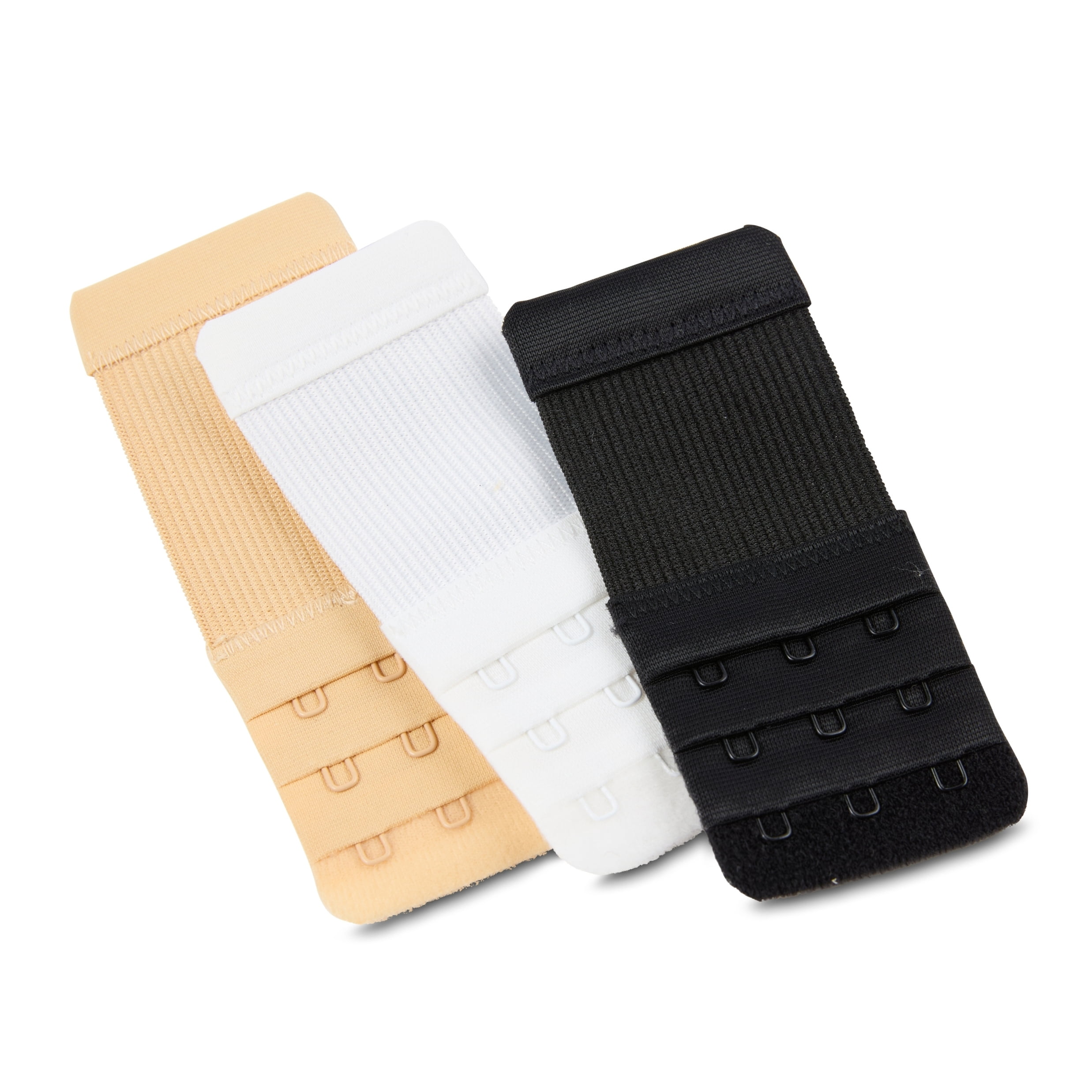 Positively BRA+ZEN Women's 3 Hook Bra Extender 3-Pack with White, Black, and Nude Colors