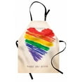 thumbnail image 1 of Pride Apron, Happy Gay Pride Typography with Rainbow Colors Hand Painted Heart Shape, Unisex Kitchen Bib with Adjustable Neck for Cooking Gardening, Adult Size, Champagne and Multicolor, by Ambesonne, 1 of 4