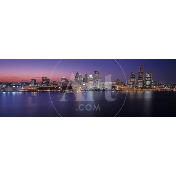 Detroit skyline at dusk, Wayne County, Michigan, USA, Scenic Unframed Photographic Print Wall Art Sold by Art.Com