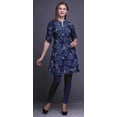 thumbnail image 4 of Bimba Kurtis Courtes pour Femmes Imprimées à Col Mandarin Robe à Manches Retroussables, 4 of 6