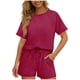 thumbnail image 1 of TaTaai Women's Short Sleeve Top and Shorts Set Round Neck Design Elastic Waist Shorts with Pockets Solid Color Casual Two Piece for Summer Daily Activities Gift, 1 of 5