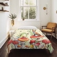 thumbnail image 4 of Mushroom Fox Large Tapestry for Bedroom Wall Hanging Tapestry, Green Leaf Butterfly Red Retro Plant Ceiling Backdrop Tapestries Poster Blanket Wall Decor for Teens Room Living Room Dorm 86" x 104", 4 of 8