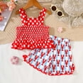 thumbnail image 4 of XZNPDUCQ Toddler Girls Clothes Kids Outfits Shirt Short Sets Size 2-7 Girls shorts Casual Elastic Shorts Summer 2Pcs T Shorts Set Dailywear Red，12-18 Months, 4 of 9