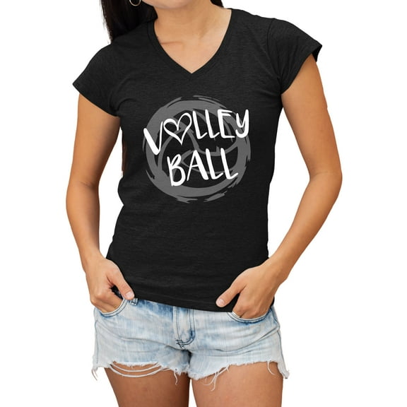 Go All Out Volleyball Distressed Ball V Neck T-Shirt Women