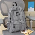 thumbnail image 4 of Stripe School Backpack, Bowknot Embroidery Bag with Drawstring Side Pockets, Lightweight Breathable Bookbag for College Travel (Black), 4 of 6