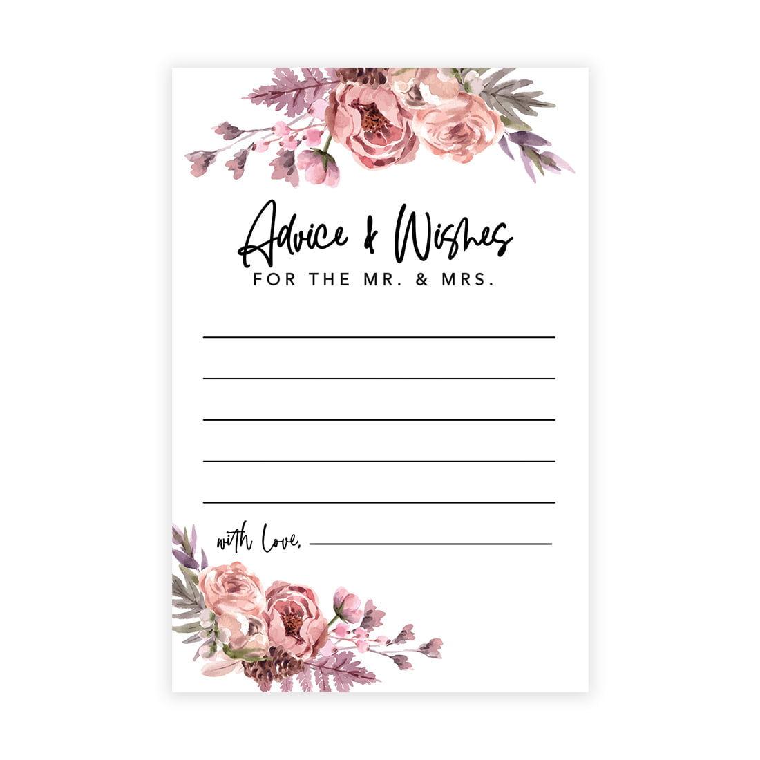 Navy Blue Blush Rose Gold Guestbook Advice & Wishes Mr & Mrs Wedding Sign 