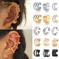thumbnail image 2 of 12 Unids/set Simple Mariposa Metal Pendientes Para Las Mujeres Perla Oro Plata Cadena Oreja Clip Accesorios De Joyería, 2 of 4