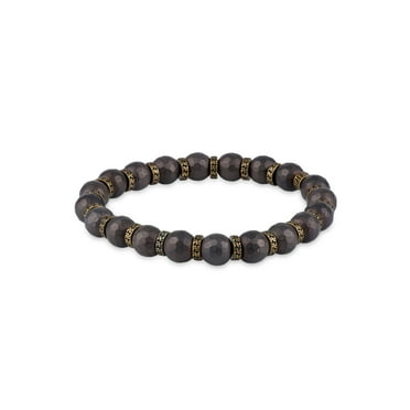 He Rocks Men's Stainless Steel Lava and Lapis Bead Stretch Bracelets ...