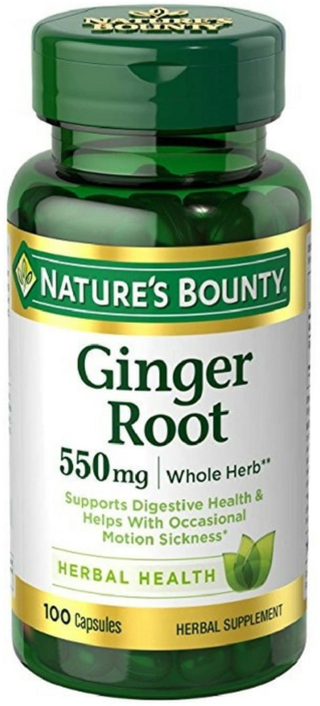 Nature's Bounty Ginger Root 550 mg Capsules 100 Capsules (Pack of 2