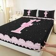 thumbnail image 3 of Manfei Personalized Letter I Bed Sheets,Bow Monogrammed Theme King Sheets,Pink Black Sheet Set For Girl Teens,Ultra Soft Bedroom Decor,4pcs, 3 of 7
