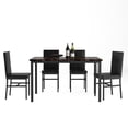 thumbnail image 4 of Seizeen 5 Piece Modern Marble & Leather Kitchen Dining Set, Coffee, 4 of 9