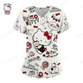 thumbnail image 3 of GUISHUAN Blouse de Travail pour Femmes Hello Kitty, Uniforme d'Infirmière, Manches Courtes, Col en V, 3 of 7