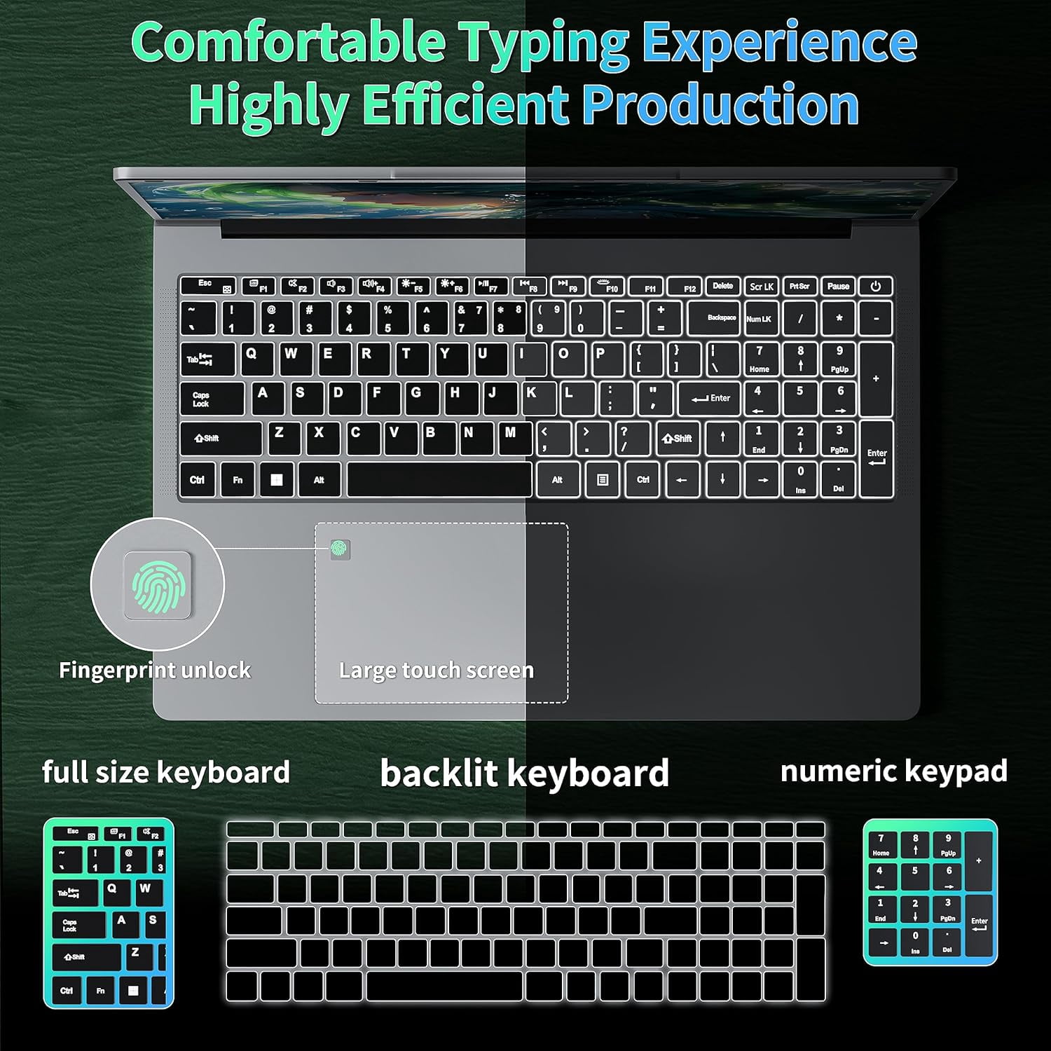 【Win 11 Pro/Office 2019】17.3" Large Laptop, 16GB RAM, 512GB SSD, FHD IPS Display, 6500Y (Up to 3.4 GHz), Fingerprint, Backlit Keyboard, WiFi/USB3.0/BT/HDMI, PC Notebook For Work & Study