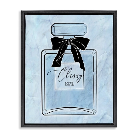 Stupell Industries Glam Classy Blue Perfume Black Floating Frame Canvas Art, 25 x 31, by Martina Pavlova