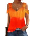 thumbnail image 2 of Camisas de Manga Corta para las Mujeres, Cuello en V Plegable de Impresión Del Hombro Top Casual Hecho de Poliéster Cómodo para el Verano, Tops de Bikini para las Mujeres, 2 of 8