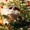 thumbnail image 5 of romoty 3D Resin Sleeping Bunny Christmas Tree Ornament, Woodland White Rabbit in Acorn Nut Shell Hanging Figurine for Holiday Home Decor, 5 of 6