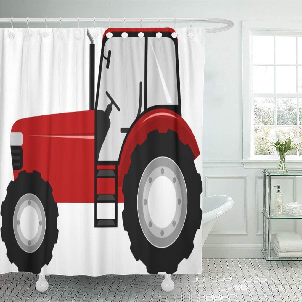 SUTTOM Farm Red Tractor Farming Vehicles Kids Childrens Shower Curtain