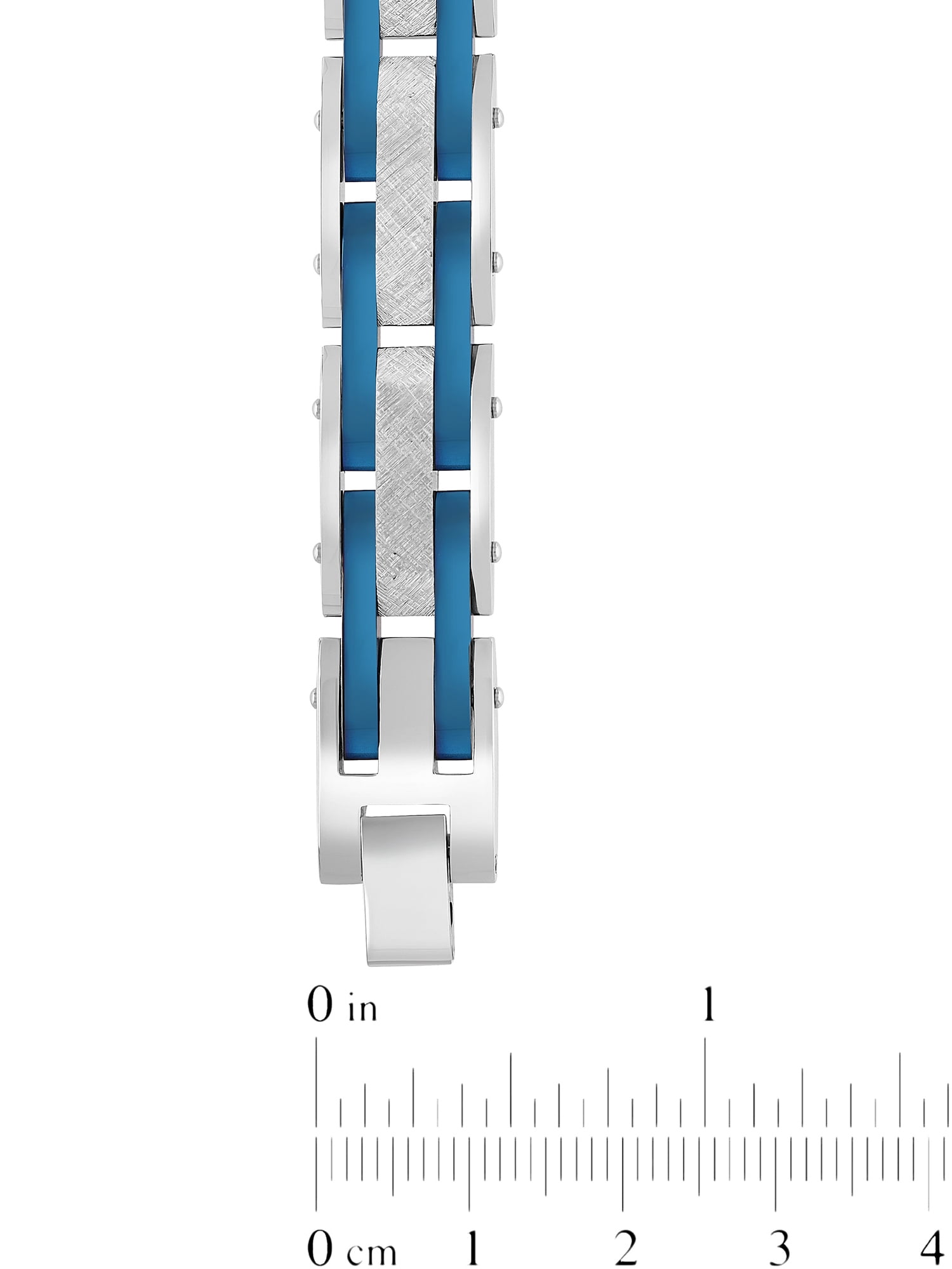 Men's Stainless Steel and Blue Link Bracelet