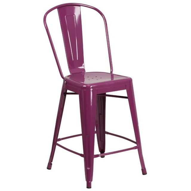 Bowery Hill 24" Metal Counter Stool in Purple