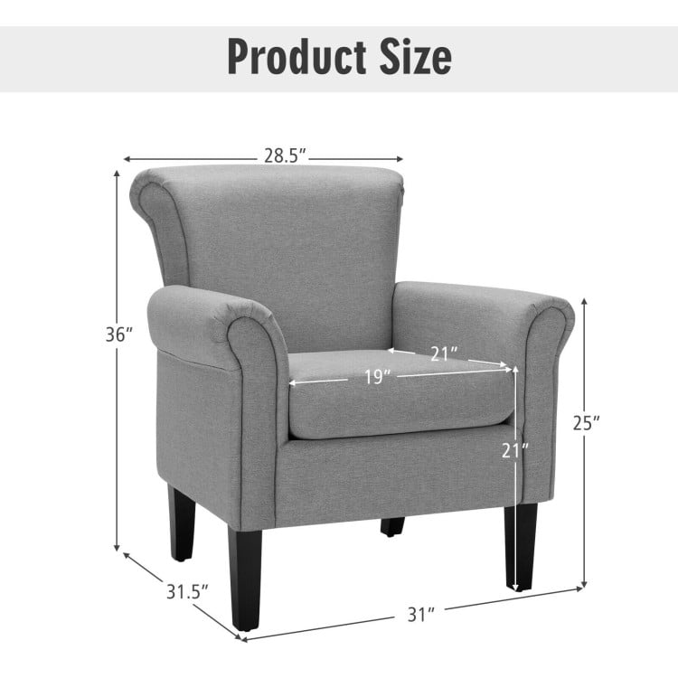 Finihen Accent Armchair, Upholstered Fabric Accent Chair with Adjustable Foot Pads, for Living Room, Bedroom, Light Gray Finihen Accent Armchair, Upholstered Fabric Accent Chair with Adjustable Foot Pads, for Living Room, Bedroom, Light Gray