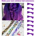 thumbnail image 2 of LAICAIW 16 Pcs Extensions de Cheveux Colorées Bouclées Ondulées à Clipser Postiche Synthétique à Rayures pour Filles Femmes Enfant, Mèches de Fête Multicolores (Violet), 2 of 6