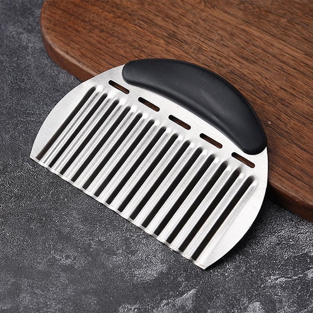 Cortador de Verduras Ondulado, Rebanador de Onda con Hoja de Acero Inoxidable, Cortador de Papas, Cuchillo de Verduras con Filo Corrugado, 15.5 x 12 x 2 cm para Uso en Cocina