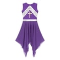 thumbnail image 6 of Kaerm Womens Liturgical Praise Dance Dress Metallic Shiny Cross Church Robe Praisewear Worship Dance Dress Purple XL, 6 of 7