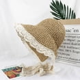 thumbnail image 4 of SikaFu Netdodeling Straw Hat Female Xia Lei Lace Is A Beach Hat Small Fresh Seaside Travel Vacation Sunscreen Sunshade Strap, 4 of 5