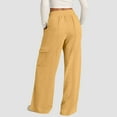 thumbnail image 4 of Resicozy Women's Cargo Sweatpants High Waisted Wide Leg Pants Athletic Casual Baggy Sweat Drawstring Pants with Pockets Earthy Yellow 2XL, 4 of 4
