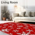 thumbnail image 2 of ODIKA 5'x7' Machine Washable Non-Slip Area Rug, Holiday Snowflake Winter Wonderland Festive Floor High Traffic Rug, Red, 509343, 2 of 7