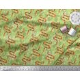 thumbnail image 3 of Soimoi Tissu Satin Modal Vert Feuilles, Imprimé Floral Blanc & Serpent au Mètre 42 Pouces de Large, 3 of 3