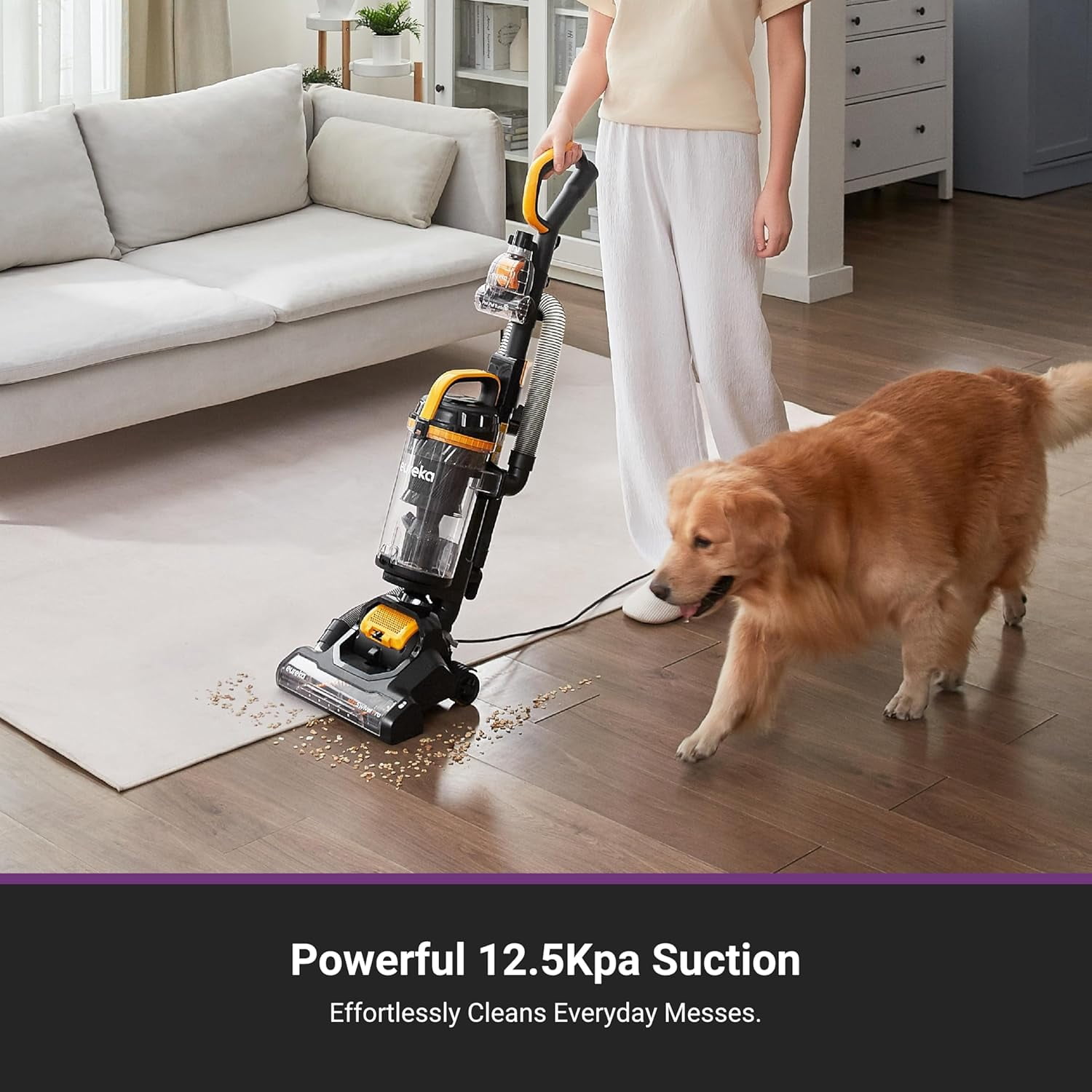 Eureka Powerful Upright Vacuum Cleaner for Home Pet Hair, Lightweight Household Upright Vacuum for Carpet and Hard Floor, MaxSwivel Pro NEU350 with Pet Tool