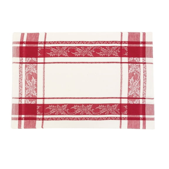 Jacquard Holly Cotton Reversible Rectangle Placemats Set of 6, 13" x 19"
