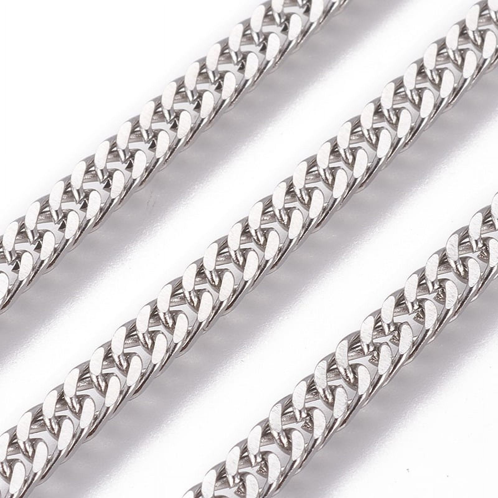 1 roll Resistant 304 Stainless Steel Cuban Link Chains Chunky Curb Chains with Spool Unwelded Stainless Steel color 4.5x1.8mm Link: 7x4.5x0.8mm 32.8 Feet(10m)/roll