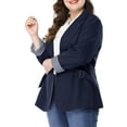 thumbnail image 5 of Agnes Orinda Women's Plus Size Stripe Cuff Notched Lapel Casual Blazer, 5 of 6
