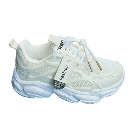 

GUOBIOZIY Kids Shoes Running Shoes Girls Boys Primary School Students Sports Shoes Spring and Autumn Casual Shoes White 6-7 Y