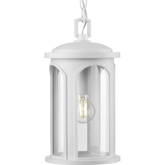 Progress Lighting Gables Collection Satin White Outdoor Hanging Lantern, DURASHIELD Corrosion-Resistant Frame