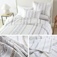 thumbnail image 6 of SahSahCasa Boho Quilts Queen Size, 100% Cotton Queen Comforter Set for Bed, Bohemian Geometric Striped Quilted Bedspread, White Quilt Bedding Set All Season, 3 Pieces, 6 of 7