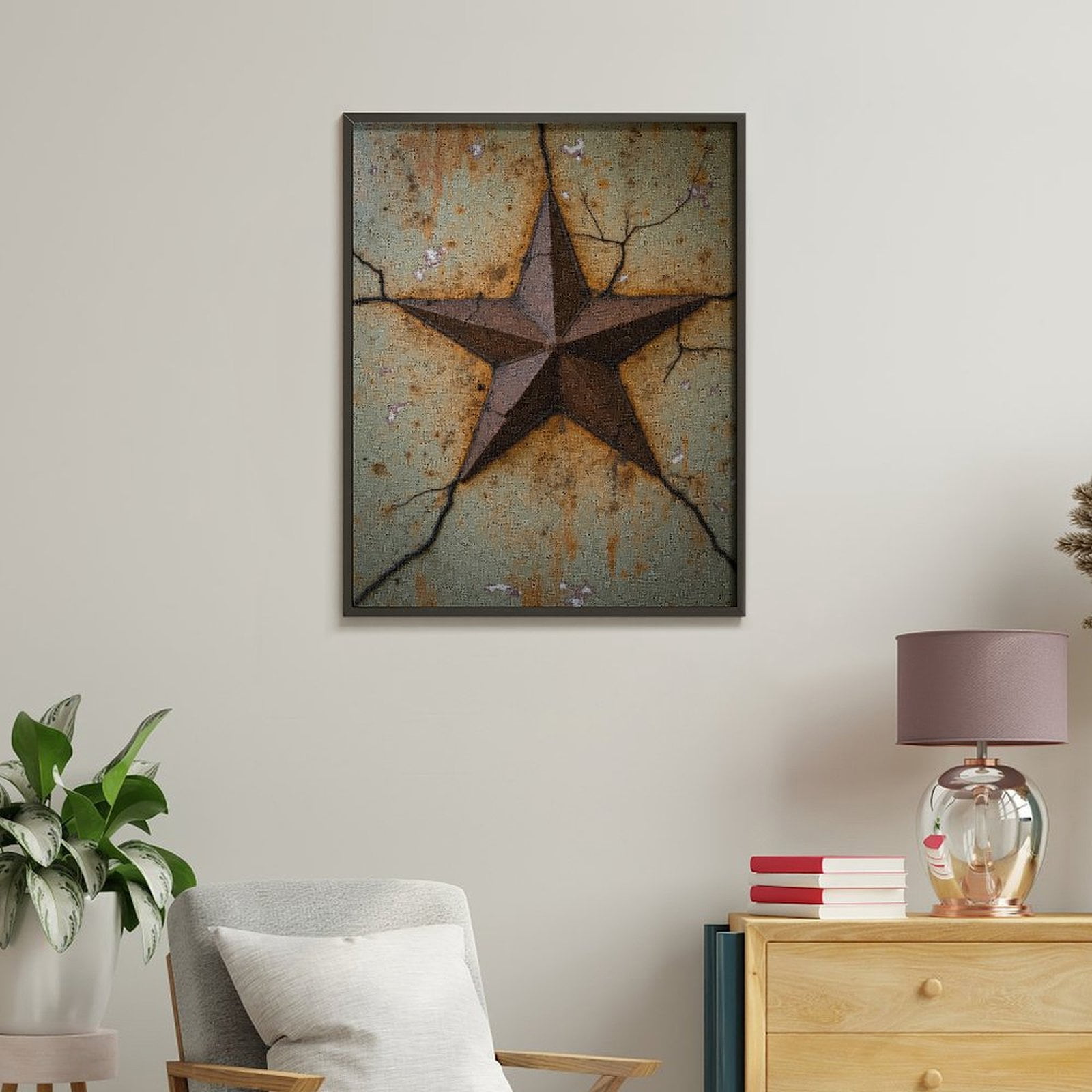 Paint By Numbers Kit for Adults Beginner - DIY Rustic Star Weathered Metal Art Canvas Painting Kits for Adults, Frameless Paint By Number for Adults for Home Wall Decor 16x20 Inch