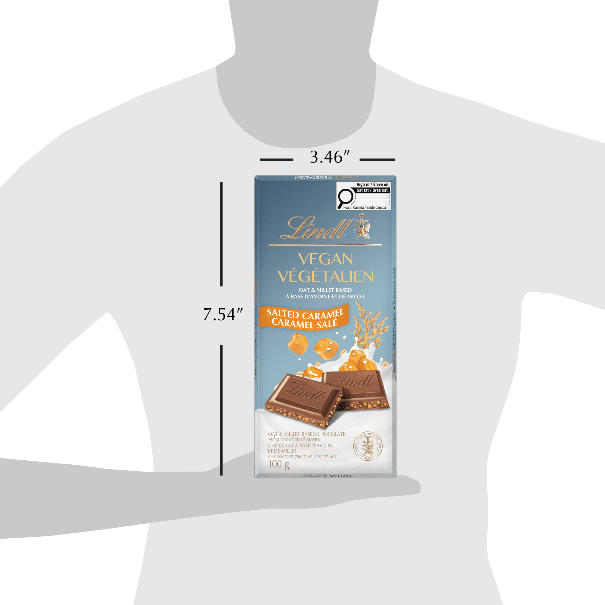 Chocolat végétalien au caramel salé Lindt – Barre (100 g)