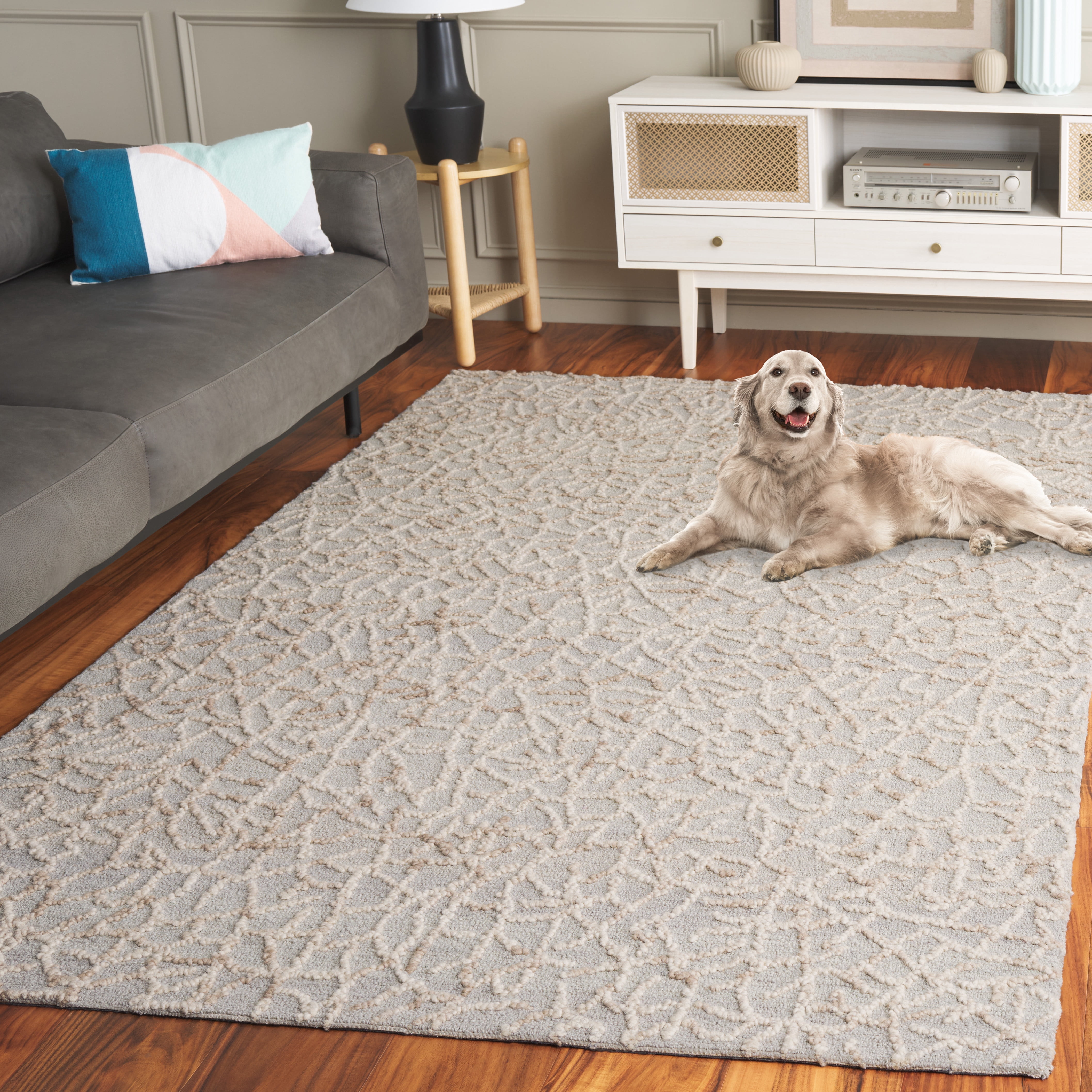SAFAVIEH Abstract Santos Abstract Area Rug, Beige/Gray, 6' x 6' Square