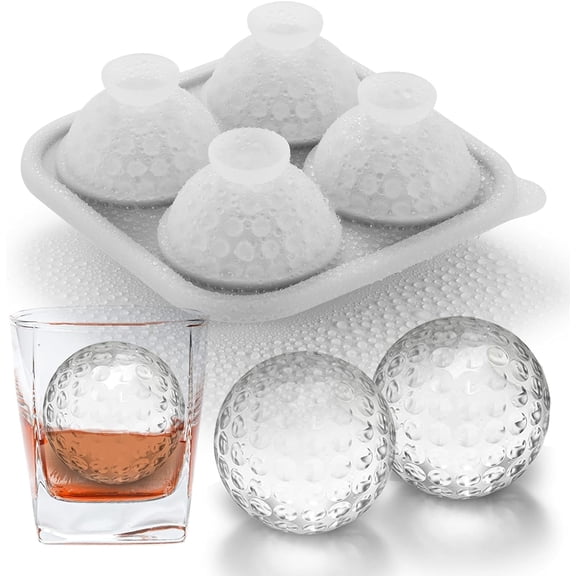 3D Golf Ice Cube Tray, Large Golf Silicone Fun Shapes Whiskey Ice Mold with Funnel for Cocktails, Bourbon,Brandy, Whiskey Gifts for Men Black