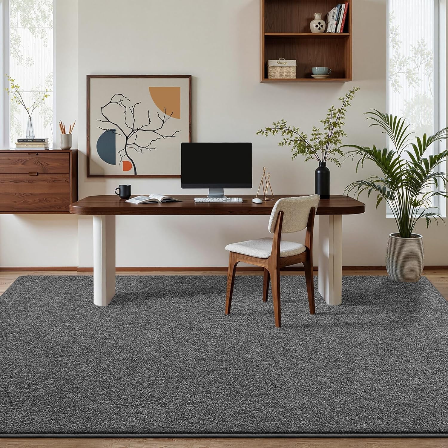 Noahas Soft Low Pile Rug Modern Area Rugs for Bedroom Living Room,Suitable for Boys Girls Teenagers and Adults with Super Soft Touch , Black Grey , 6' x 9'