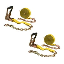 (2 Pack) 2 in. x 30 ft. Ratchet Strap with Chain Anchor WLL#3,400 lbs