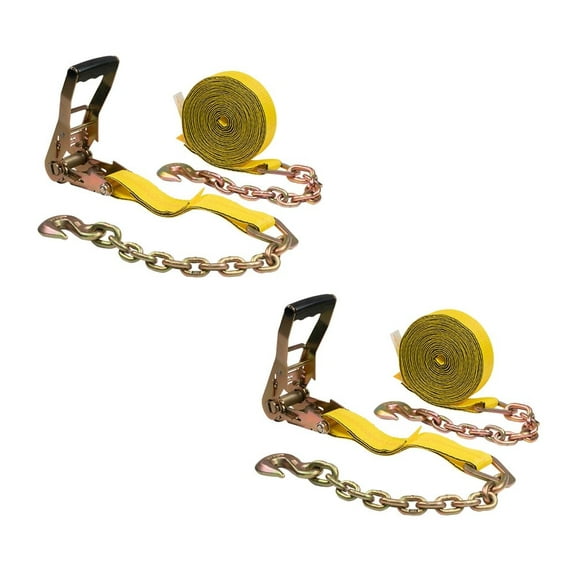 (2 Pack) 2 in. x 30 ft. Ratchet Strap with Chain Anchor WLL#3,400 lbs