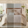 thumbnail image 7 of Nanshing Home 7 Pieces Beige Gold Comforter Set, King Size, Jacquard with Matching Solid Microfiber Piecework, 3D Leaves Texture Design, Includes Bed Skirt, Shams, and Decorative Pillows, 7 of 7