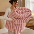 thumbnail image 6 of Striped Bubble Faux Rabbit Fur Throw Blanket,60"x80",Ultra Soft,Luxury Ribbed Faux Fur Throw,Thick Warm Textured Blanket,Cozy Fluffy Reversible Polyester for Bed,Couch,Chair,Sofa,Pink, 6 of 6