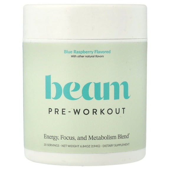 Beam Organics Pre-Workout, Blue Raspberry, 6.84 oz (194 g)