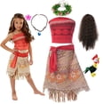 thumbnail image 2 of Disney-disfraz de Moana para niña pequeña, traje de princesa para fiesta de Halloween, ropa de fantasía para 2, 3, 5, 6, 8 y 10 años Fivean unisex, 2 of 2
